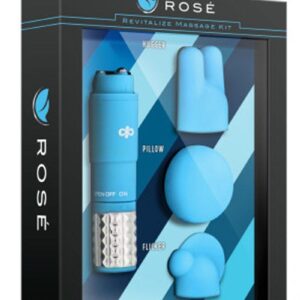 Rose Revitalize Massage Kit with Silicone Attachments - Blue