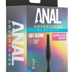 Anal Adventures Platinum Silicone Beginner Plug - Medium - Black
