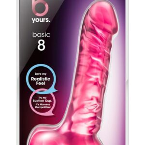 B Yours Basic 8 Dildo with Balls 9in - Pink