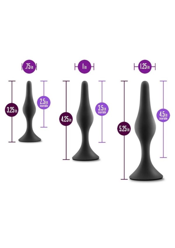 Anal Adventures Platinum Silicone Beginner Plug Kit - Black - Image 3