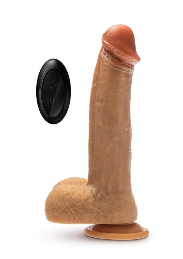 Dr. Skin Platinum Collection Silicone Dr. Phillips Rechargeable Thrusting Dildo with Remote Control 8.5in - Caramel - Image 2