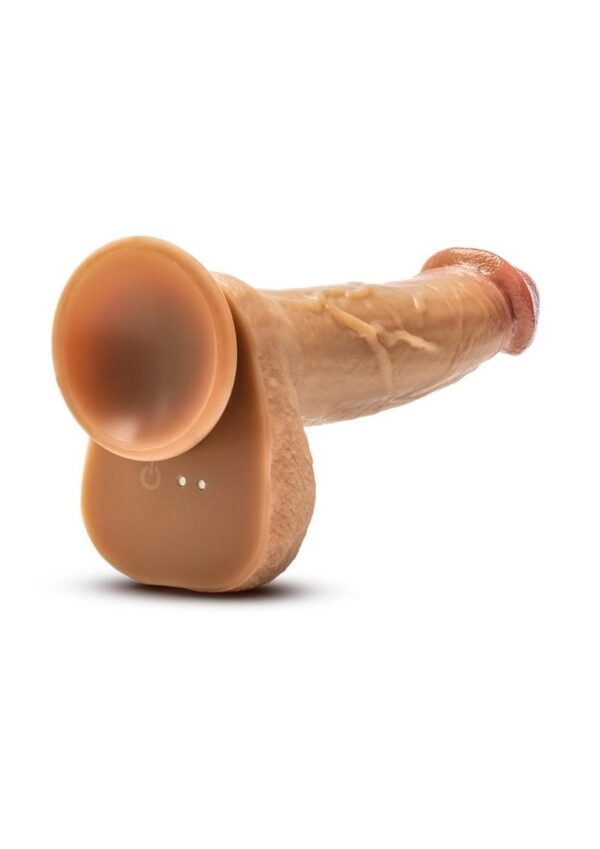 Dr. Skin Platinum Collection Silicone Dr. Phillips Rechargeable Thrusting Dildo with Remote Control 8.5in - Caramel - Image 4