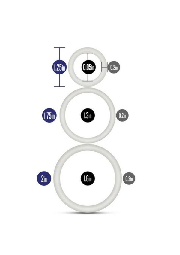 Performance VS4 Pure Premium Silicone Cock Ring Set (3 Sizes) - White - Image 4