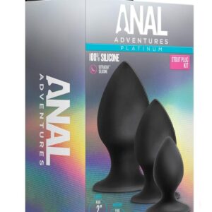 Anal Adventures Platinum Silicone Anal Stout Anal Plug Kit (Set of 3) - Black