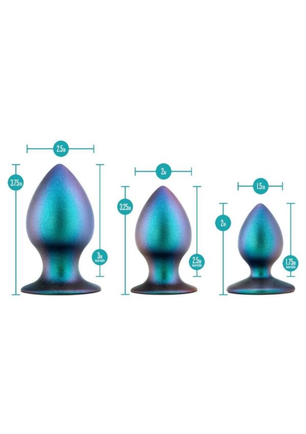 Anal Adventures Matrix Metaverse Plug Kit Silicone Anal Plug Set - Dark Millenium Blue - Image 4