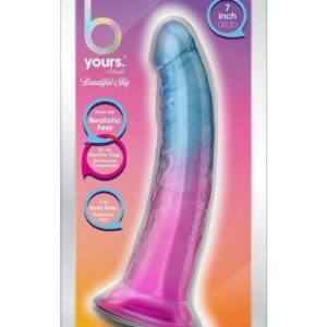 B Yours Beautiful Sky Dildo 7in Sunset - Pink/Blue
