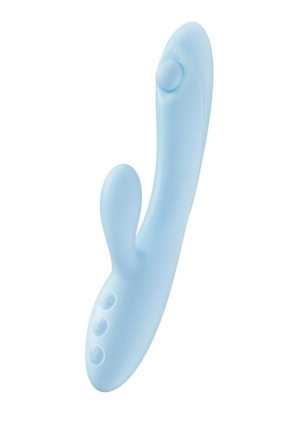 Play with Me Moondust Magic Rechargeable Silicone Rabbit Vibrator - Blue - Image 2