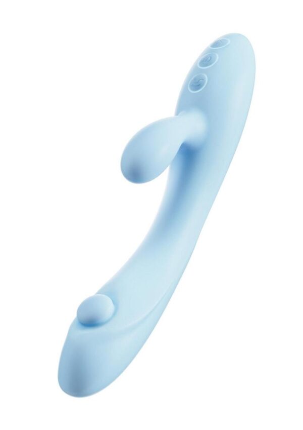 Play with Me Moondust Magic Rechargeable Silicone Rabbit Vibrator - Blue - Image 3