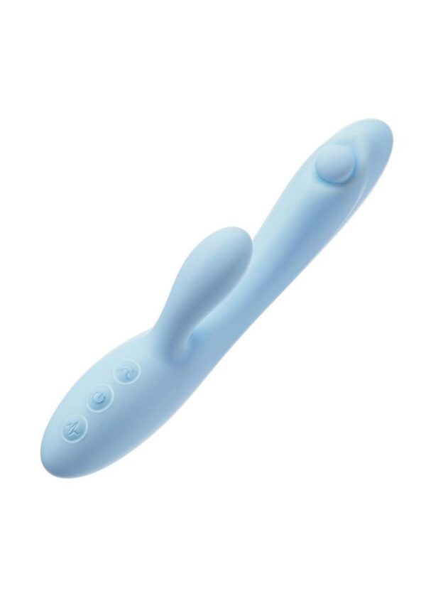 Play with Me Moondust Magic Rechargeable Silicone Rabbit Vibrator - Blue - Image 4