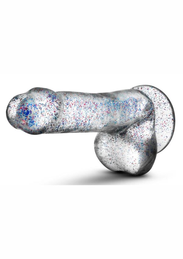 Naturally Yours Glitter Dildo with Balls 6in - Clear - Image 2