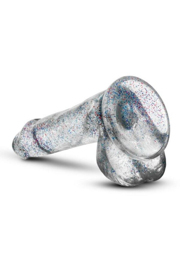 Naturally Yours Glitter Dildo with Balls 6in - Clear - Image 3