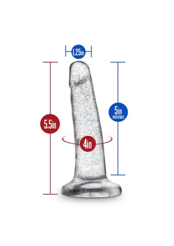 Naturally Yours Glitter Dildo 5.5in - Clear - Image 4