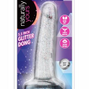 Naturally Yours Glitter Dildo 5.5in - Clear