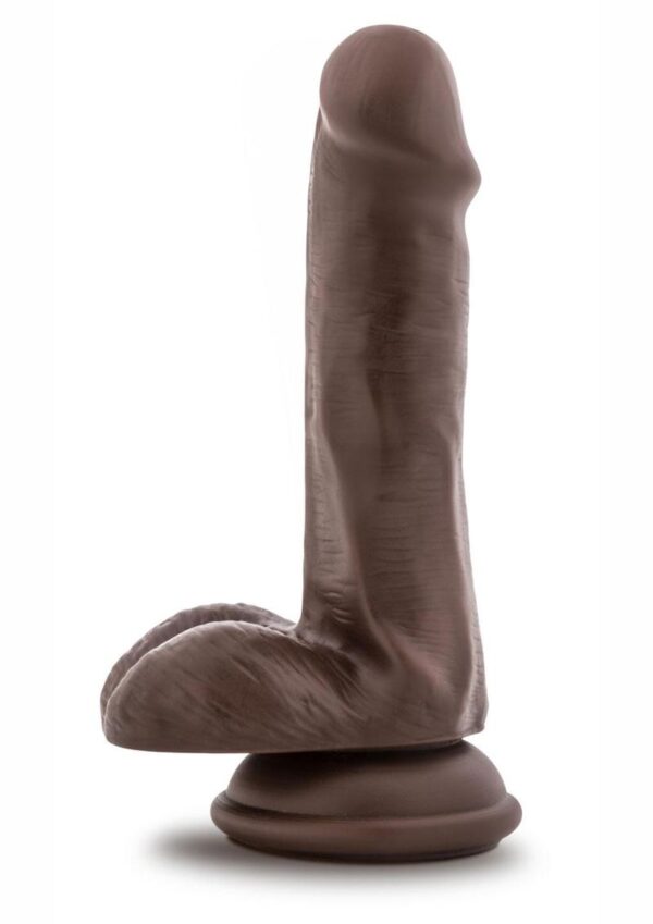 Dr. Skin Platinum Collection Dr. Daniel Silicone Dildo with Balls and Suction Cup 6in - Chocolate - Image 2