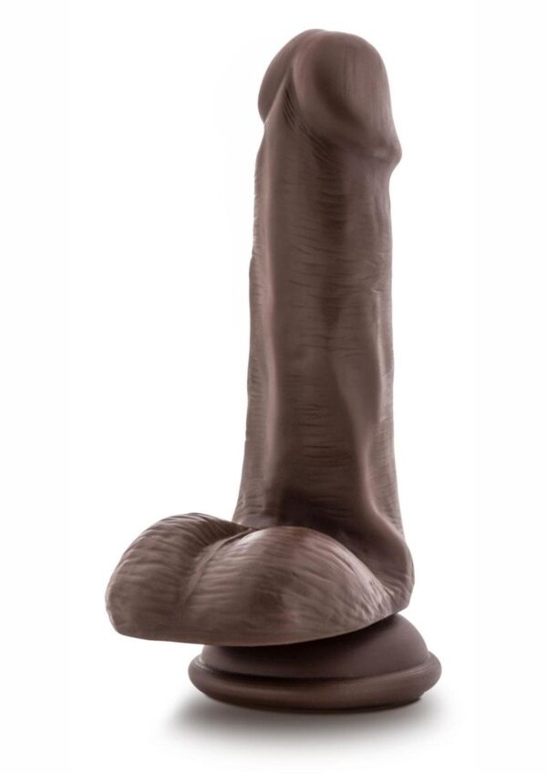 Dr. Skin Platinum Collection Dr. Daniel Silicone Dildo with Balls and Suction Cup 6in - Chocolate - Image 3