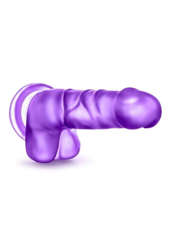 B Yours Sweet N` Hard 4 Dildo with Balls 7.75in - Purple - Image 3