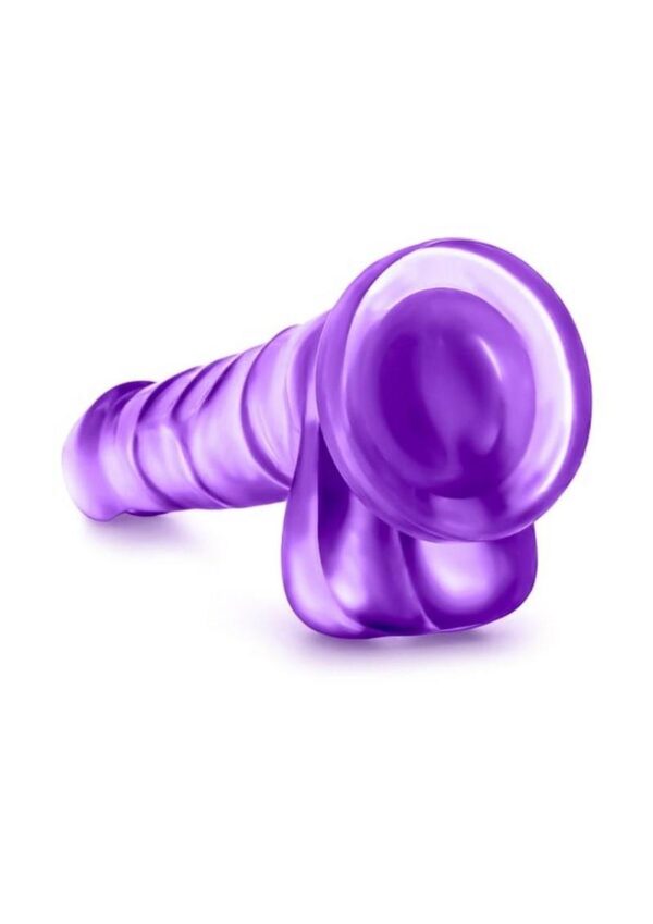 B Yours Sweet N` Hard 4 Dildo with Balls 7.75in - Purple - Image 4