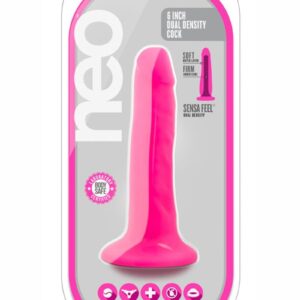 Neo Dual Density Dildo 6in - Neon Pink