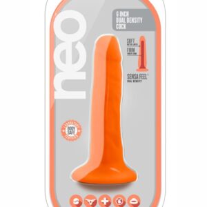Neo Dual Density Dildo 6in - Neon Orange