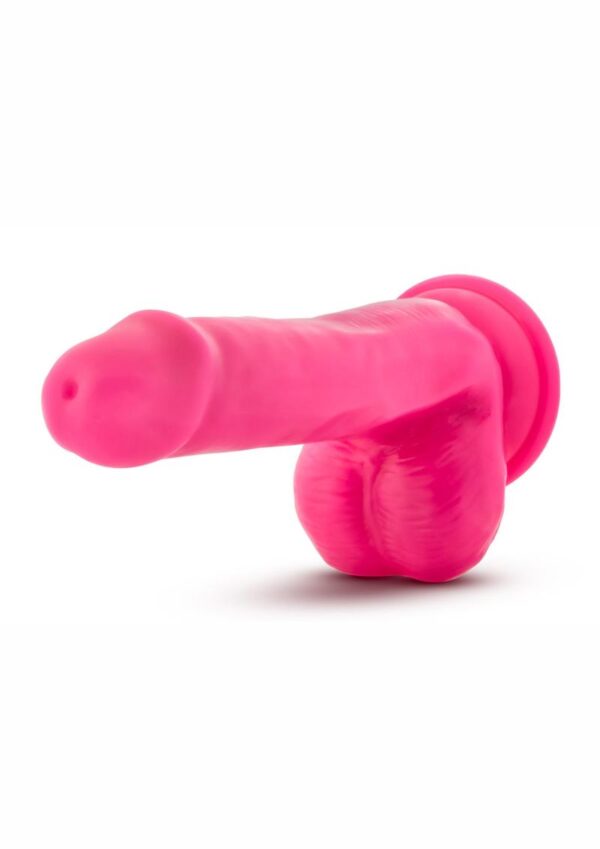 Neo Dual Density Dildo with Balls 6in - Neon Pink - Image 2