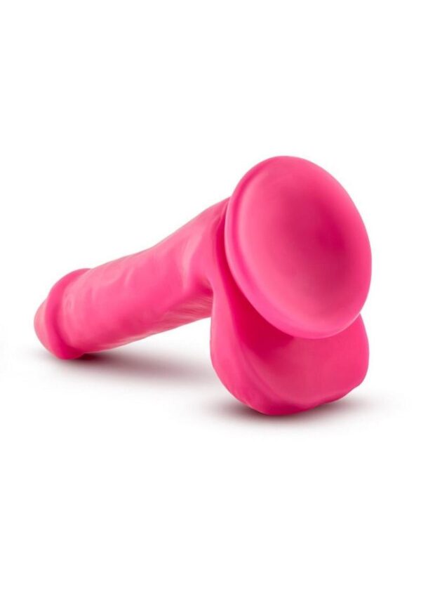 Neo Dual Density Dildo with Balls 6in - Neon Pink - Image 3