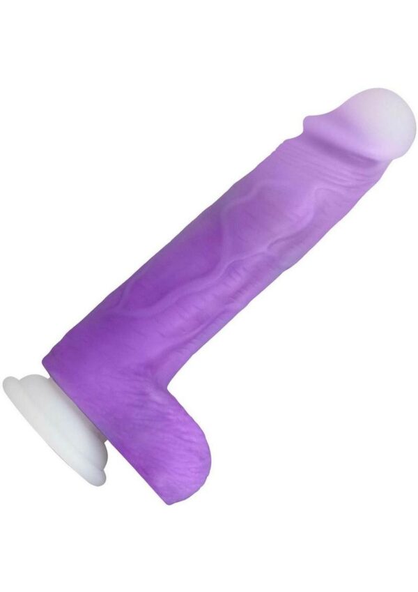 Neo Elite Encore Silicone Vibrating Dildo with Remote Control 8in - Purple - Image 3