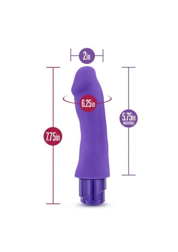 Luxe Marco Silicone Vibrating Dildo 7.75in - Purple - Image 4
