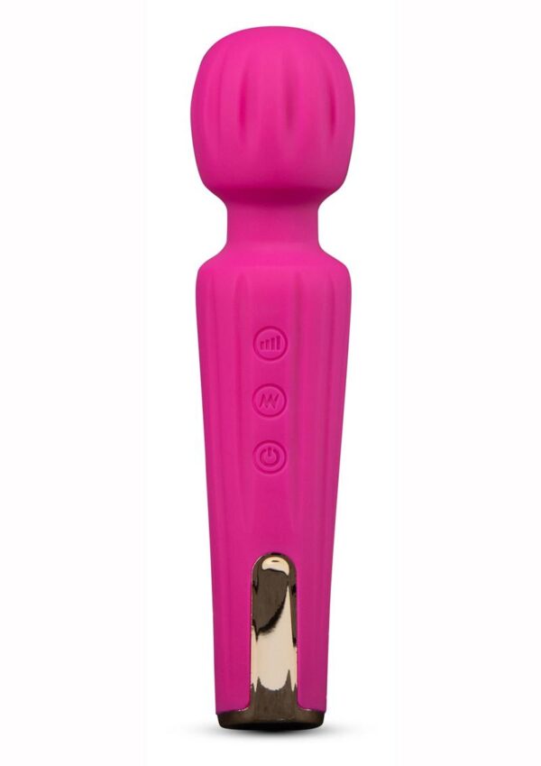 Blush Allana Velvet Rechargeable Silicone Wand Vibrator- Magenta/Rose Gold - Image 2