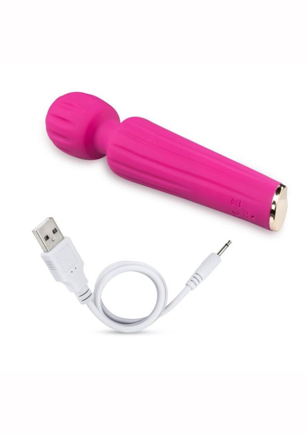 Blush Allana Velvet Rechargeable Silicone Wand Vibrator- Magenta/Rose Gold - Image 4