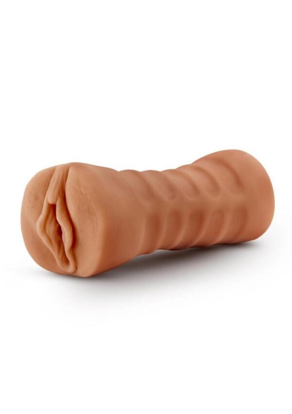 M for Men Sofia Vibrating Masturbator with Bullet - Pussy - Caramel - Image 3
