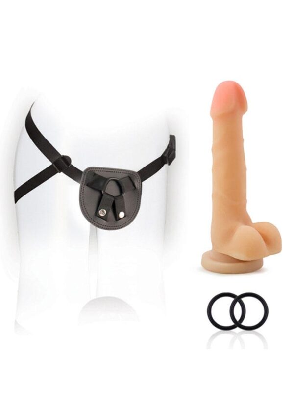 SX For You Harness Kit with Silicone Dildo 7in - Vanilla/Black - Image 2