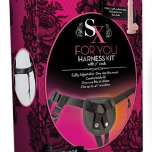 SX For You Harness Kit with Silicone Dildo 7in - Vanilla/Black