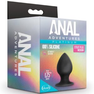 Anal Adventures Platinum Silicone Anal Stout Plug - Medium - Black
