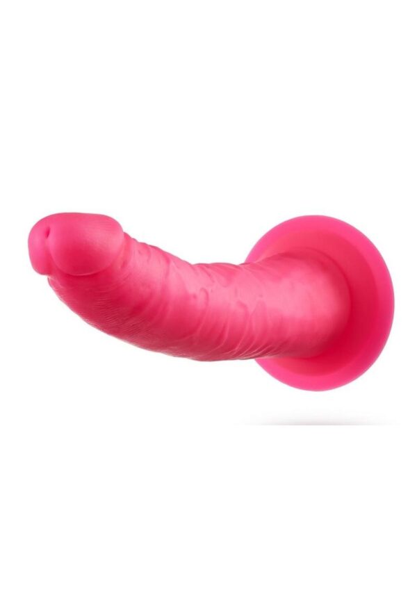 Neo Elite Silicone Dual Density Dildo 7.5in - Neon Pink - Image 3