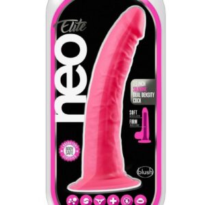 Neo Elite Silicone Dual Density Dildo 7.5in - Neon Pink