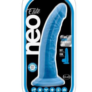 Neo Elite Silicone Dual Density Cock 7.5in - Neon Blue