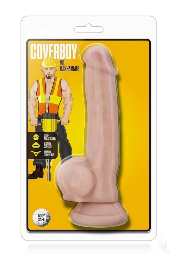Coverboy Mr. Jackhammer Dildo with Balls 8.5in - Vanilla
