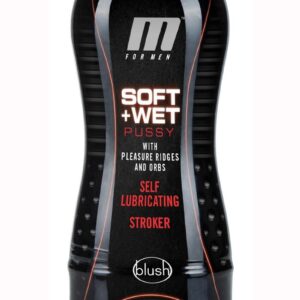 M for Men Soft and Wet Self Lubricating Masturbator Cup Ridge/Orb - Pussy - Vanilla