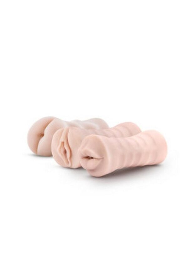 M for Men Soft and Wet Self-Lubricating Vibrating Masturbator Kit (Set Of 3) - Vanilla - Image 3