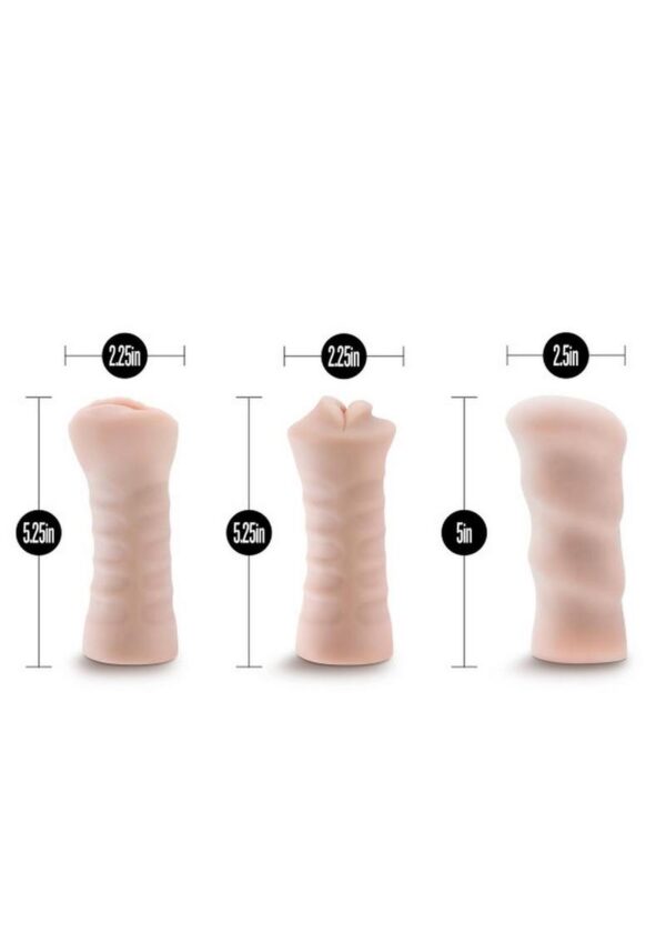 M for Men Soft and Wet Self-Lubricating Vibrating Masturbator Kit (Set Of 3) - Vanilla - Image 4