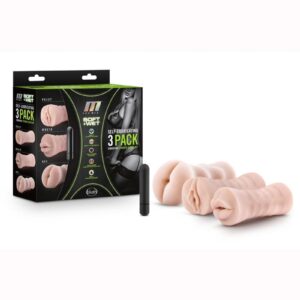 M for Men Soft and Wet Self-Lubricating Vibrating Masturbator Kit (Set Of 3) - Vanilla