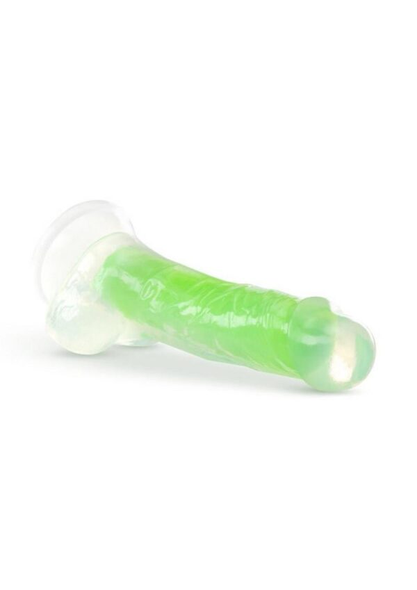 Neo Elite Glow in the Dark Dildo with Balls 7.5in - Green - Image 3