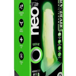 Neo Elite Glow in the Dark Dildo with Balls 7.5in - Green
