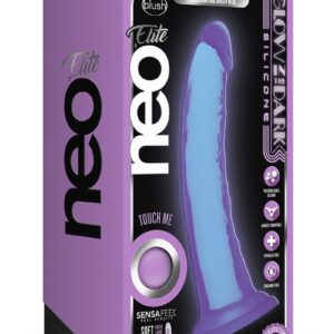 Neo Elite Glow In The Dark Light Silicone Dual Dense Dildo 7in - Neon Purple