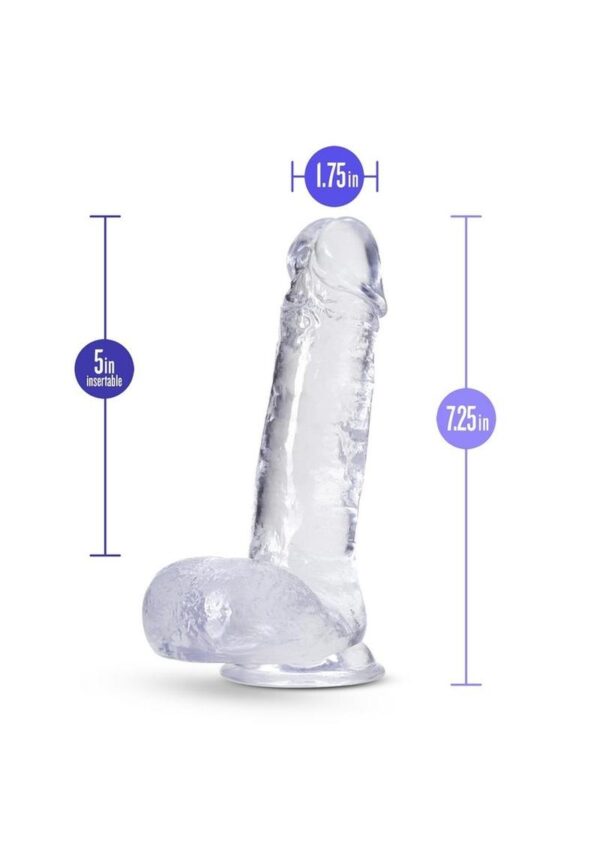 B Yours Plus Rock n` Roll Realistic Dildo with Balls 7.25in - Clear - Image 4