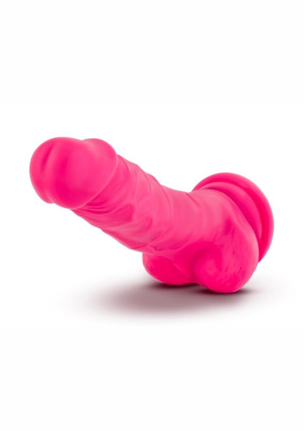 Neo Dual Density Dildo with Balls 7in - Neon Pink - Image 2