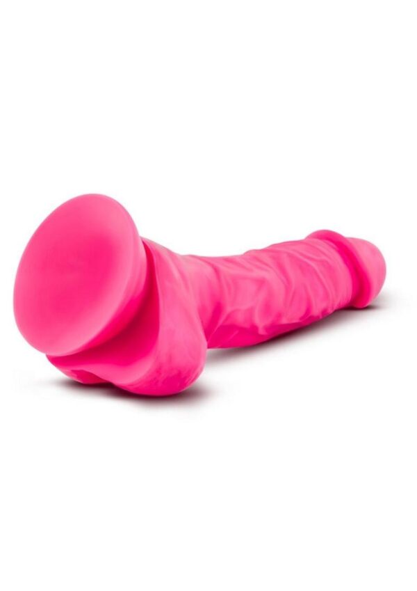 Neo Dual Density Dildo with Balls 7in - Neon Pink - Image 3