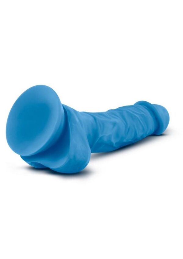 Neo Dual Density Dildo with Balls 7in - Neon Blue - Image 3