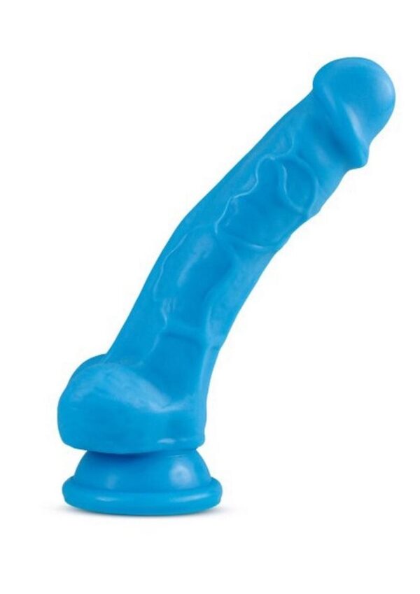 Neo Dual Density Dildo with Balls 7in - Neon Blue - Image 4