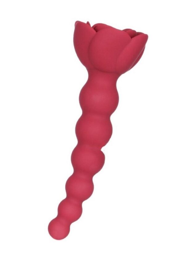 Lux Active Champion Rose Rechargeable Silicone Beaded Anal Probe with Bonus Bullet - Red - Image 2